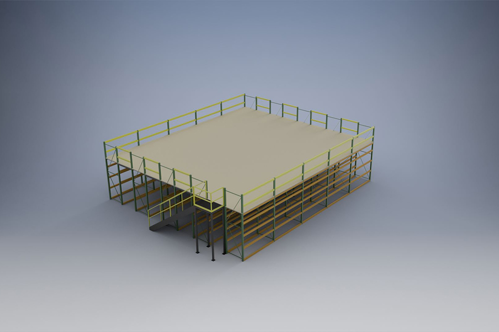 Rack-Supported Mezzanine - CAD Rendering